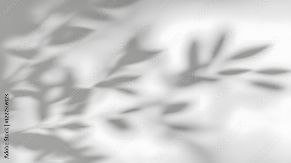 Aufkleber delicate and intricate natural tree leaves casting a soft ethereal shadow onto a smooth white surfac