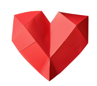 Red Paper heart isolated on white or transparent background - Powered by Adobe