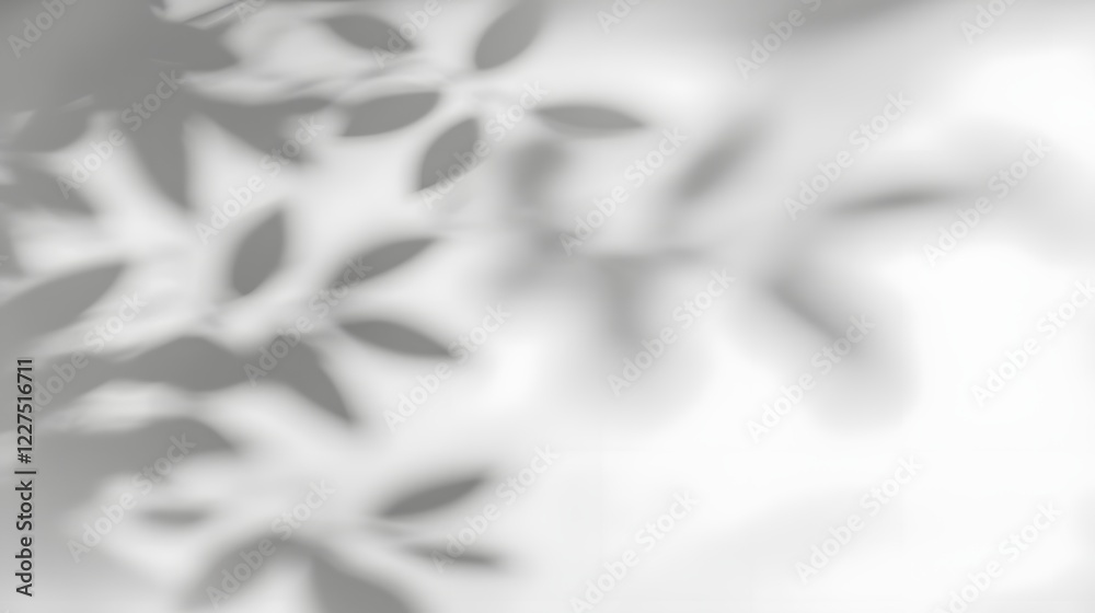 Poster stylish abstract tree leaf shadows gently falling and cascading on a bright white wall background cr