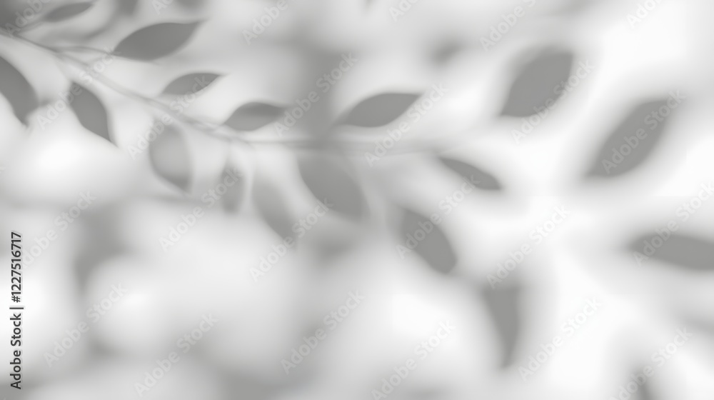 Poster stylish abstract tree leaves shadow gently falling on a bright white wall background creating a natu