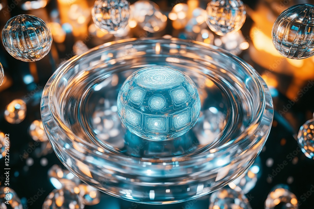 Aufkleber An artificial intelligence core surrounded by floating holograms