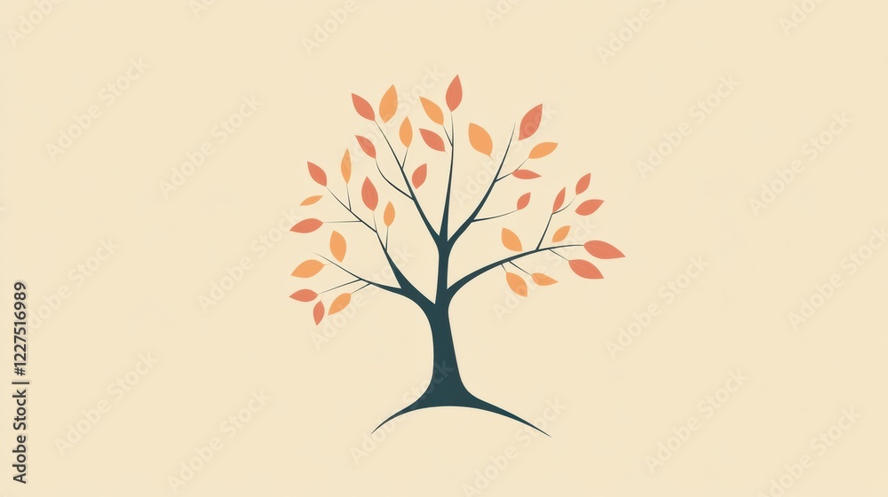 Poster tree icon featuring branches and leaves in an artistic design suitable for various applications and 