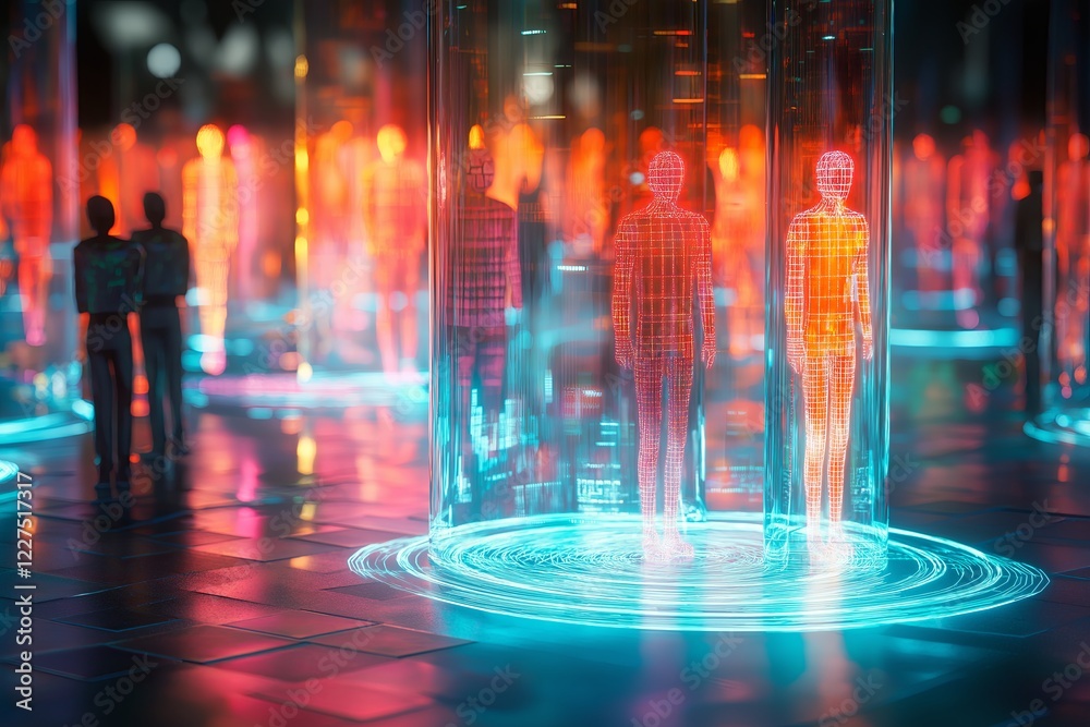 Poster An artificial intelligence core surrounded by floating holograms