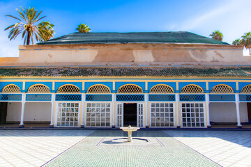 Architectural details of the Medersa Ben Youssef in Marrakech in Morocco	