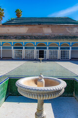 Architectural details of the Medersa Ben Youssef in Marrakech in Morocco	
