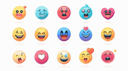 Professional Emoji Reaction Set and Emoticon Icon for Social Media Emojis