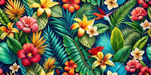 Abstract Tropical Floral Pattern: Modern Exotic Summer Design for Backgrounds & Wrapping Paper