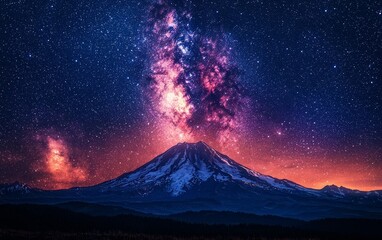 Majestic Milky Way Over Silhouetted Mountain Peaks in Starry Night Landscape