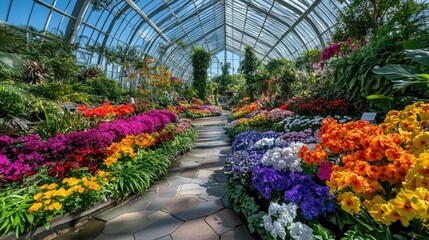 Close-up of Sydney's Royal Botanic Garden with vibrant flowers, no people