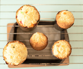 Homemade Easter cakes are ready to decorating at home. Selective focus. Happy Easter concept. Process of cooking at home