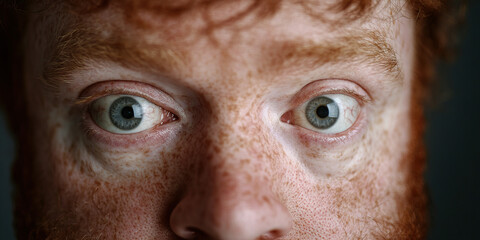 Obraz premium Close-up of Freckled Face with Wide Eyes