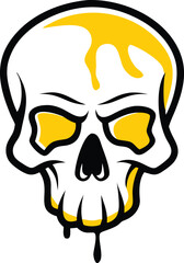Yellow and Black Dripping Skull Graphic