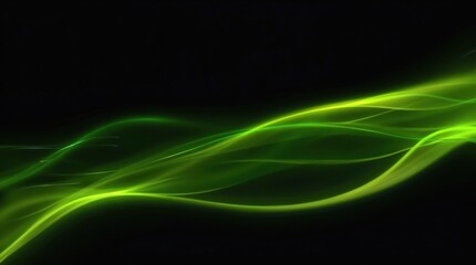 Futuristic neon light waves in green and yellow tones