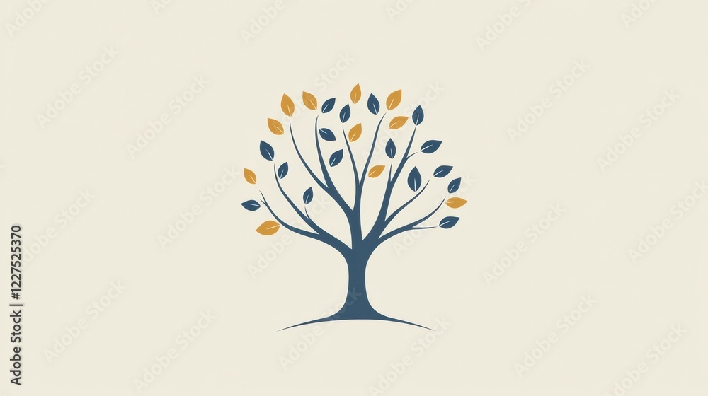 Fototapete colorful tree icon displaying branches and leaves in a simple design perfect for nature themes and e