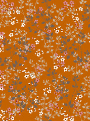 Indian Traditional Small Floral Tiny Block Print Booti motif design allover seamless repeat pattern digital design vector editable file on cream background