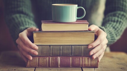 Stack of Books and a Cup of Coffee: A Timeless Moment of Inspiration