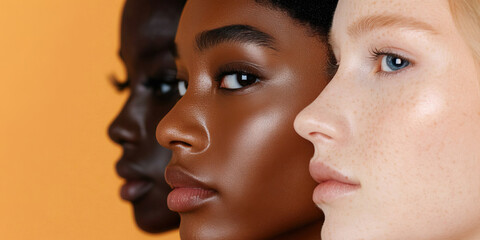Three Women's Profile Portraits Showing Skin Tone Variation