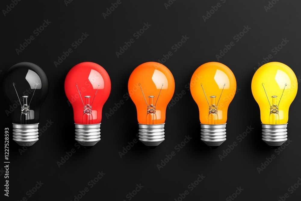 Poster a single burned-out light bulb among a row of lit bulbs, symbolizing exclusion by failure or limitat