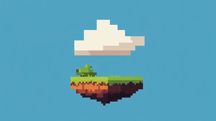 Pixelated Cloud Game Icon Flat Vector Illustration for Multimedia Apps and Video Games