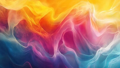 Obraz premium Colorful abstract waves blending shades of orange, pink, and blue in a mesmerizing display