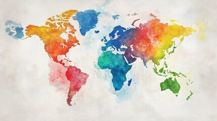 Naklejka premium Global trade flat design top view international commerce theme water color vivid. 