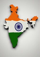 A striking india flag in shape of country, symbolizing strength and independence.