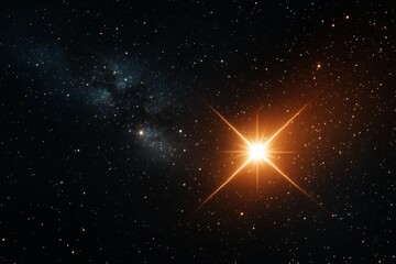 Fototapeta premium A single star shining brightly in a night sky, with other stars faintly visible in the background