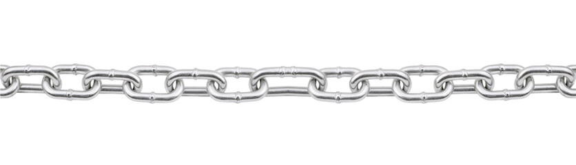 Obraz premium silver chain link metal, strong industrial steel connection, durable heavy-duty links, isolated background 