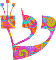 The Letter Shin of the Hebrew Alphabet. Name of G-d symbol. Decorative judaism symbol isolated vector © Kristina Yu