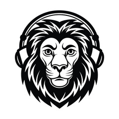 head of lion with headphone 