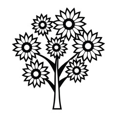 set of black and white flowers