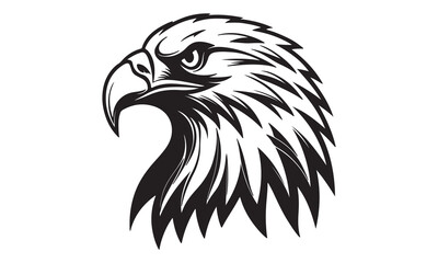 Eagle head silhouette with white background