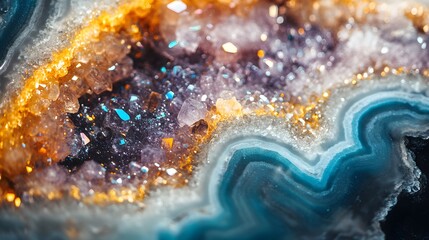 Beautiful Natural Mineral Formation with Colorful Crystals and Texture