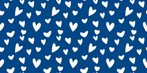 Obraz premium White Heart Seamless Pattern on color Background. Love romantic theme. Pattern hearts with Love for Valentine's Day. Valentines day background. Vector abstract texture with small hearts