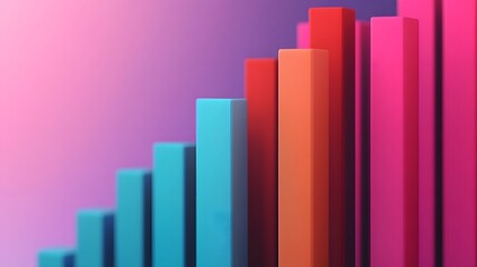 Fototapeta premium Vibrant 3D Professional Growth Graph Representing HR and Employee Development