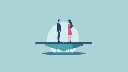 Gender Pay Gap and Inequality in Business - Flat Vector Illustration