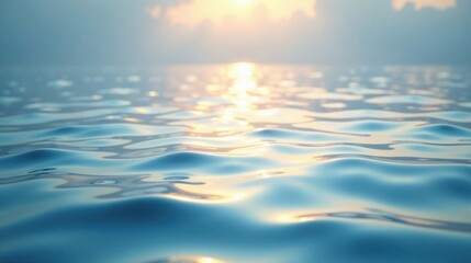 Obraz premium Serene Waters Reflecting Golden Hour Sunlight A Captivating View of Gentle Ocean Waves
