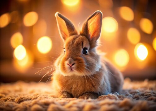 Adorable Dwarf Rabbit Lying Down - Low Light Photography