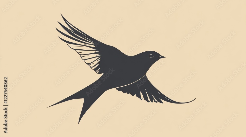 Leinwandbilder elegant silhouette of a bird in flight against a plain background showcasing graceful wings and stre