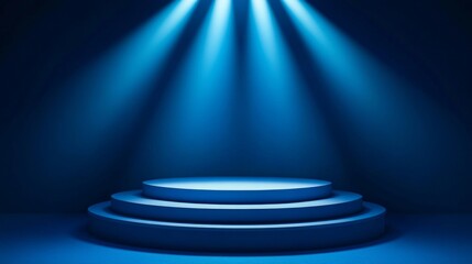 Blue Stage Podium Minimalist Design for Presentation