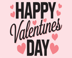 A handwritten text Happy Valentine's Day. Lettering. Colorful holiday banner. Vector illustration. It can be used for printing on T-shirts