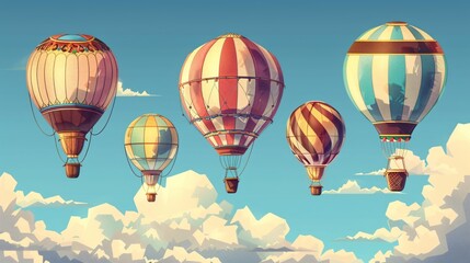 Vintage Hot Air Balloons Aerostat Balloon Transport Image for Creative Projects