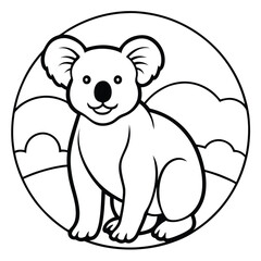 Coloring book for children cute koala sitting 