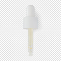 White pipette with facial yellow serum or essential oil isolated realistic vector illustration. Close-up skincare cosmetics beauty product