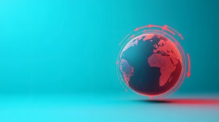 3D Globe with Digital Marketing Arrows,Corporate Branding Focus,Isolated Design,3D