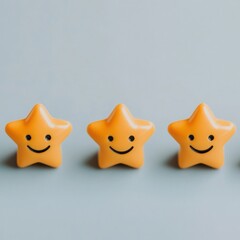 Fototapeta premium Colorful smiling star toys lined up, representing happiness and joy. Perfect for children's products and playful designs.