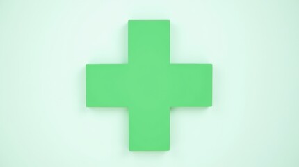 Obraz premium A close-up image of a green cross symbol, prominently displayed against a clean white background. 