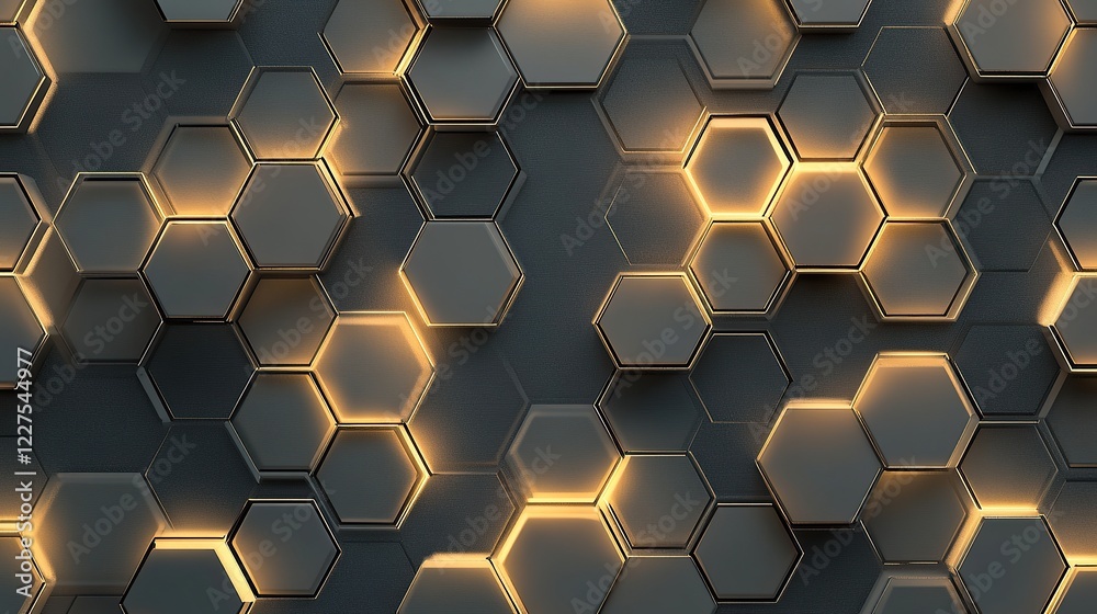 Poster minimalist hexagonal honeycomb patterns aligned symmetrically