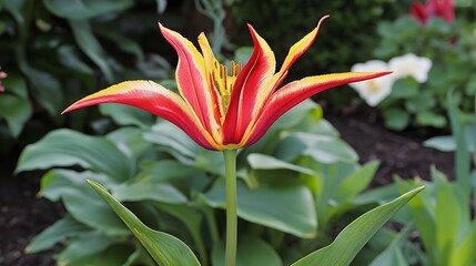 Fototapeta premium Vibrant Red and Yellow Flower Petals Creating a Stunning Focus Point