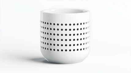 Photorealistic image of a white ceramic toothbrush holder with drainage holes, isolated on a white background
